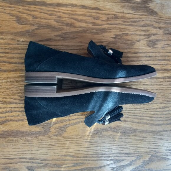 Black Suede Tassel Loafers Size 7 Classic Old Money Academia 90s Preppy Capsule - Picture 4 of 16